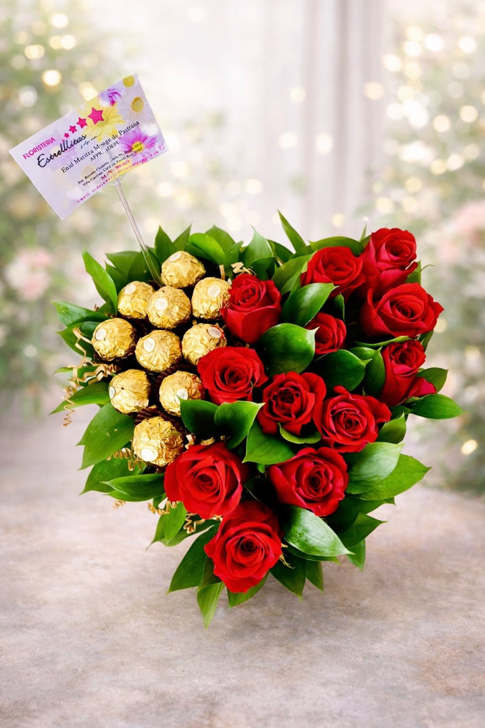 Corazón Rosas y Ferrero